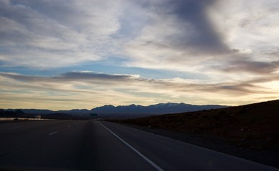 Fototapeta na wymiar Highway Roadtrip from Nevada to California - USA