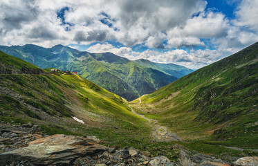Fototapeta na wymiar Mountain landscape. Carpathian Mountains in Romania. Cliffs nearby Transfagarasan road