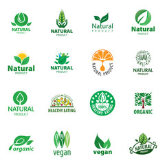 set of vector logos healthy food