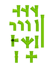 pipes of different shapes and direction isolated on a white background 3d rendering