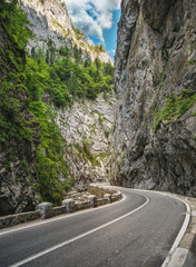 Road in the Bicaz Gorge a gorge in Cheile Bicazului-Hasmas National Par