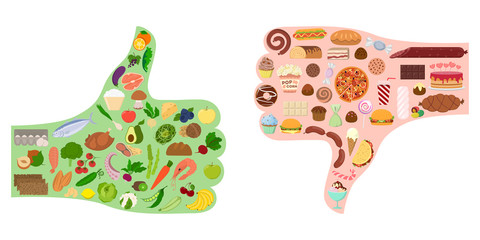 Good and bad food.