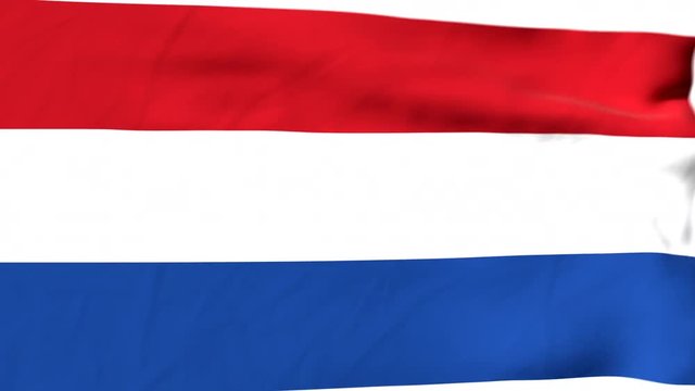 The waving flag of the Netherlands opens up the view to the position of the Netherlands on a colored world map