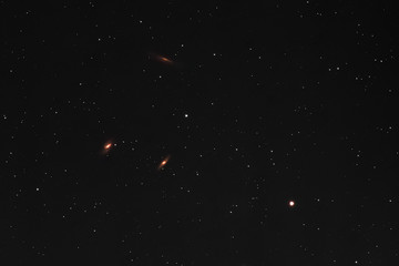 The three spiral galaxies M65, M66, and the Hamburger Galaxy NGC 3628 forming the M66 Group, the...