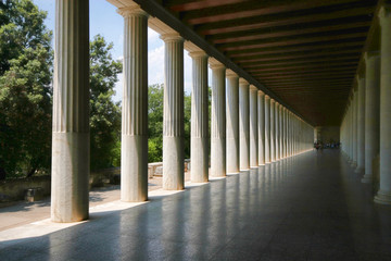 Beautiful Corinthian slopes form the colonnade, Athens, Greece