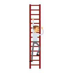 Businessman climbing stairs cartoon vector illustration graphic design
