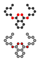 Di-n-hexyl phthalate (DNHP) plasticizer molecule.