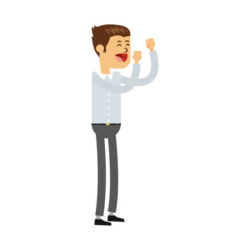 Happy businessman with hands up vector illustration graphic design
