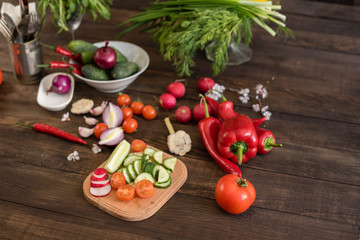Fototapeta na wymiar Fresh healthy organic vegetables. Food background