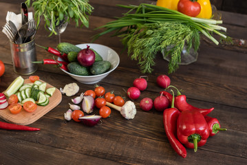 Fresh healthy organic vegetables. Food background