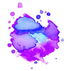 Colorful abstract watercolor texture stain with splashes and spatters. Modern creative watercolor background for trendy design.