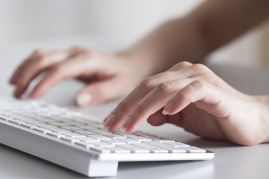 woman hands typing