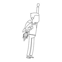 Businessman flying with jetpack vector illustration graphic design