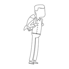 Businessman flying with jetpack vector illustration graphic design