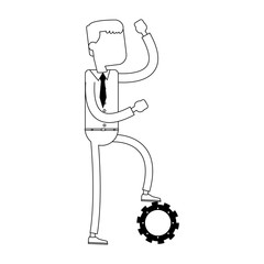Businessman with gear cartoon vector illustration graphic design