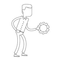 Businessman with gear cartoon vector illustration graphic design