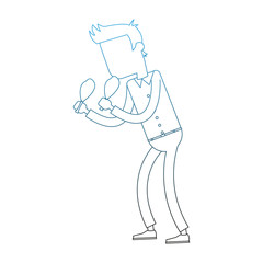 Man eating chicken thighs vector illustration graphic design