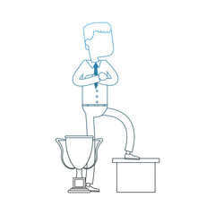 Businessman with trophy cup vector illustration graphic design