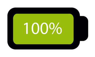 Battery Status Full 100% - Editable Vector Icon - Isolated On White Background