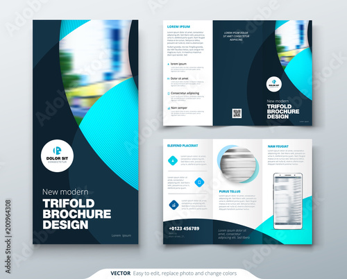 tri fold brochure design with circle corporate business template