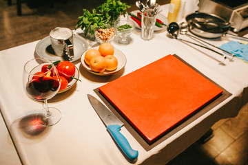 healthy foods are on the table in the kitchen