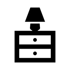 Simple, flat, black nightstand lamp icon/logo. Isolated on white