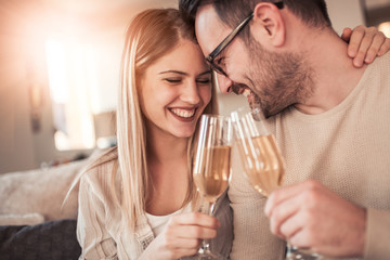 Romantic couple at home