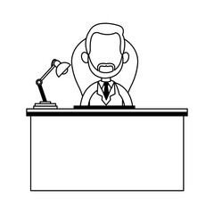 Doctor seated at office vector illustration graphic design