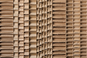 Brown corrugated cardboard texture сlose up