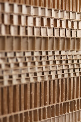 Brown corrugated cardboard Stacked, сlose up