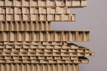 Stack of brown corrugated cardboard 