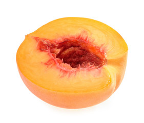 Peach slice isolated on white background