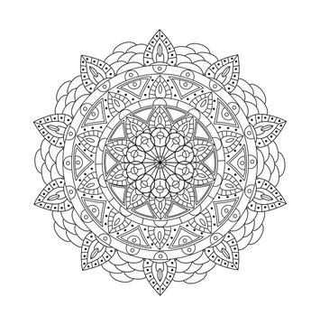 Vector illustration of a mandala for coloring book antistress