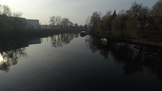 Two people kayaking on Ljublianica River