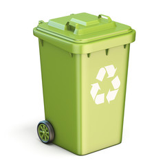 Green plastic recycle bin closed 3D