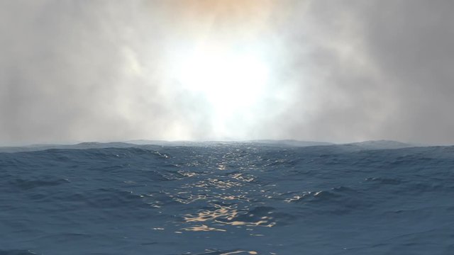 Blue Ocean View with Clouds on the Horizon