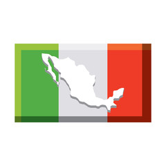flag of mexico with country map shape over white background, colorful design. vector illustration