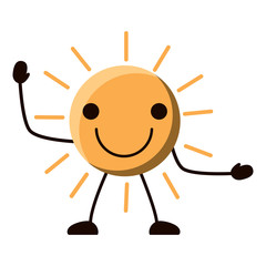 kawaii excited sun icon over white background, colorful design. vector illustration