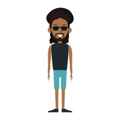 Young black man cartoon vector illustration graphic design