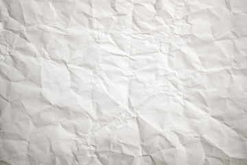 Old white crumpled paper sheet for background or texture