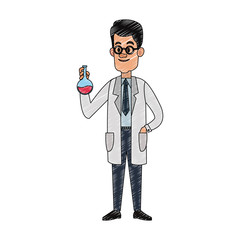 Scientific male cartoon vector illustration graphic design