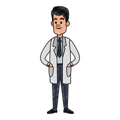 Fototapeta premium Scientific male cartoon vector illustration graphic design