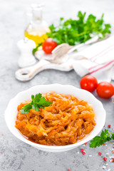 Cabbage stew. Cabbage braised in tomato sauce