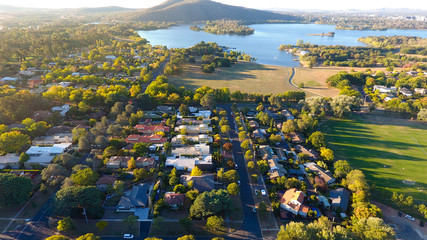 Aerial view of a typical suburb in Australia - obrazy, fototapety, plakaty