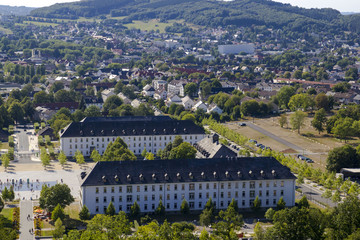 Hemer, Sauerland, North Rhine Westphalia ,Germany - August 16 2013: Panoramic View over Hemer city during summer