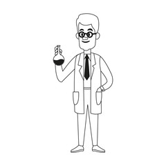 Scientific male cartoon vector illustration graphic design