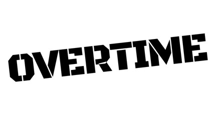 Overtime black typographic stamp. Straight edge series.