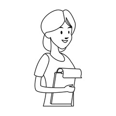 Young woman with board vector illustration graphic design