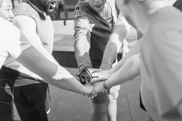 People exercising at fitness gym