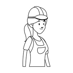 Construction female worker cartoon vector illustration graphic design